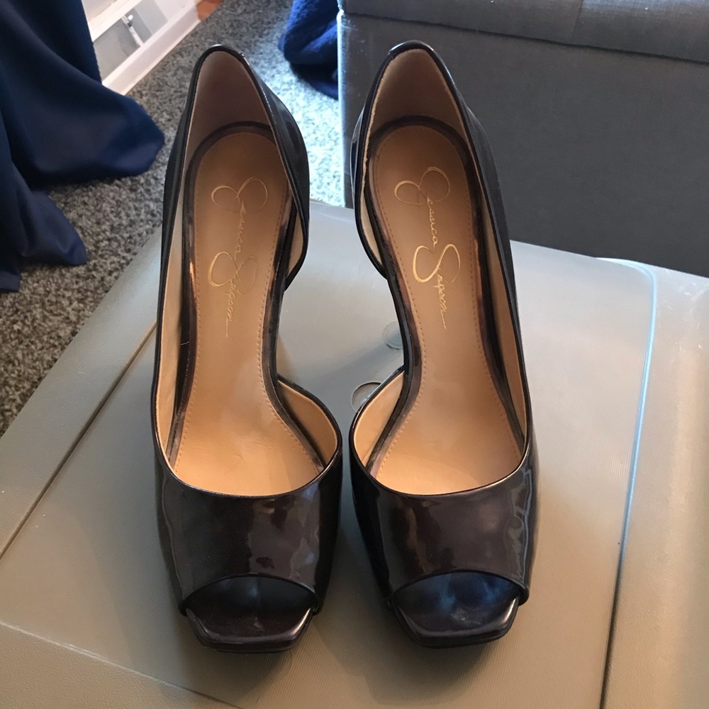 Purple Peep Toe Heels Size 9